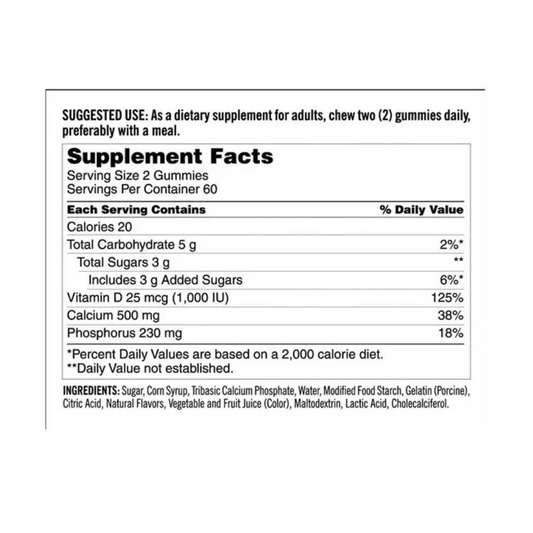 Calcio 500mg 120 Gomas Kirkland