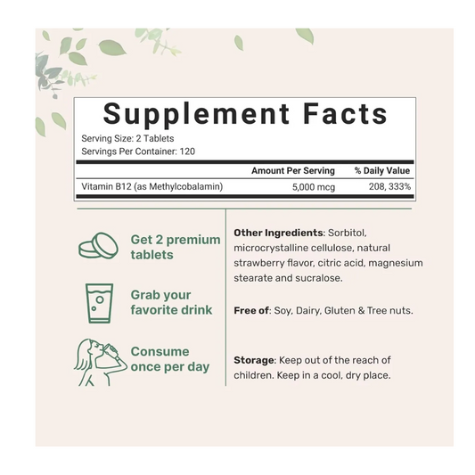 Microingredients Vitamin B12 5000mcg Methylcobalamin 240 Tablets