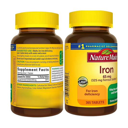 Nature Made Iron (sulfato Ferroso) 65 Mg 365 Tablets