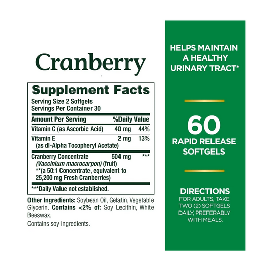 Cranberry 25200mg Vitamina C 60 softgels