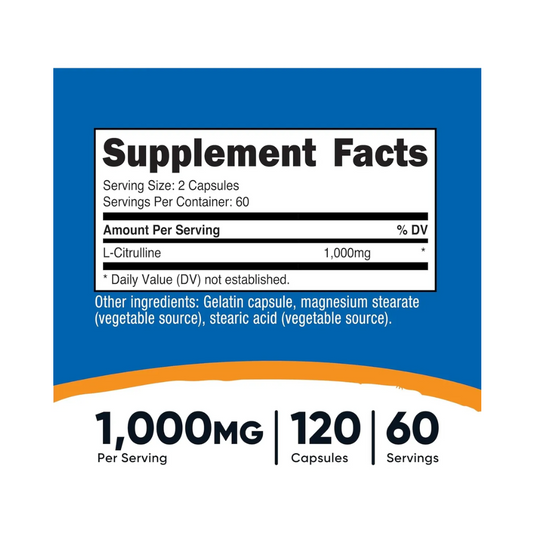 Nutricost L-citrulline 120 Caps Sin Sabor