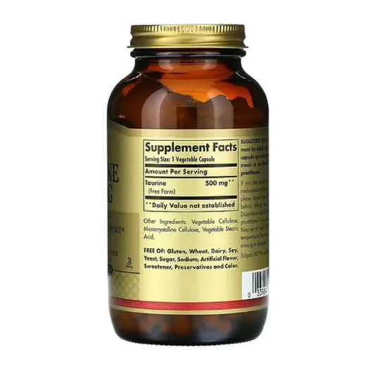 Solgar Taurine 500mg 250 Caps Sin Sabor