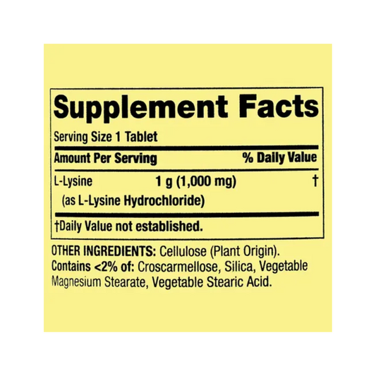 L-lisina 1000 Mg / 100 Tabletas Sin Sabor