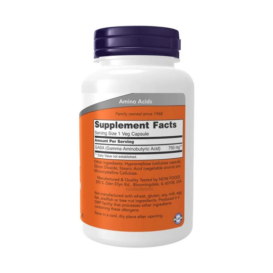 Now Gaba 750 Mg 100 Cápsulas Veganas