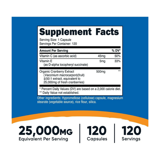 Nutricost Cranberry Vit C Y E 25000 mg 120 caps