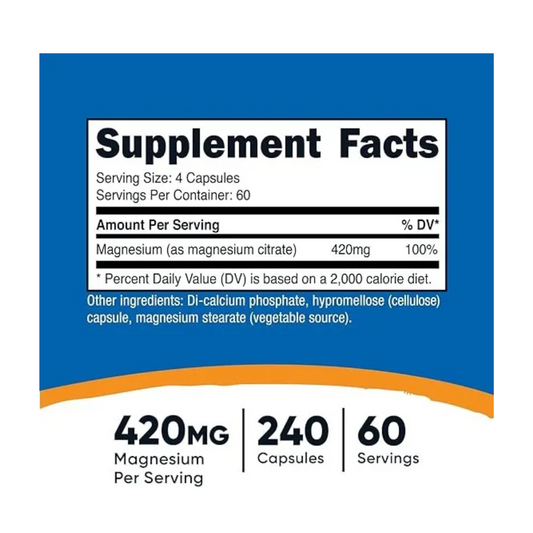 Nutricost Citrato De Magnesio 420 Mg - 240 Caps
