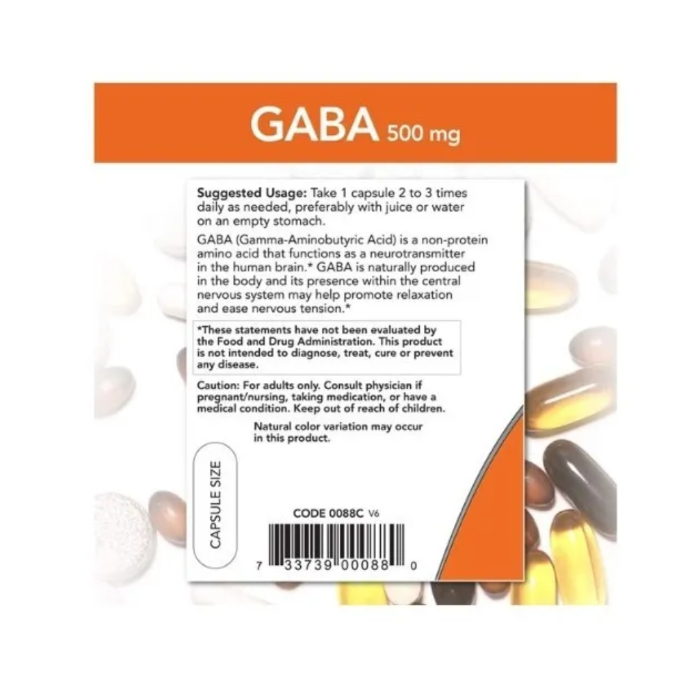 Gaba Now Foods 500mg 200 Cáps