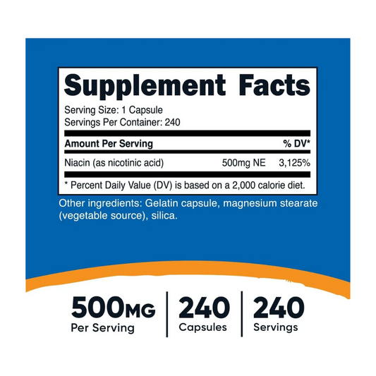 Suplemento Niacina Nutricost B3 240 caps