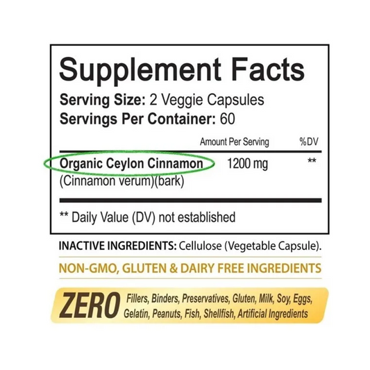 Canela De Ceilán Orgánica Certificada Nutriflair 120cápsulas