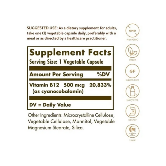 Vitamina B12 500 Mcg - Solgar