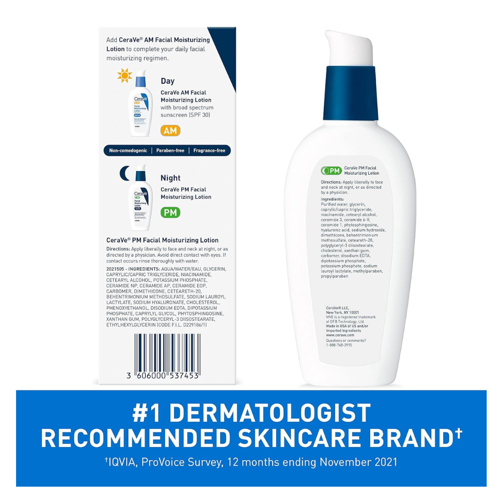CeraVe Loción hidratante facial PM Ultra ligero 89 ml