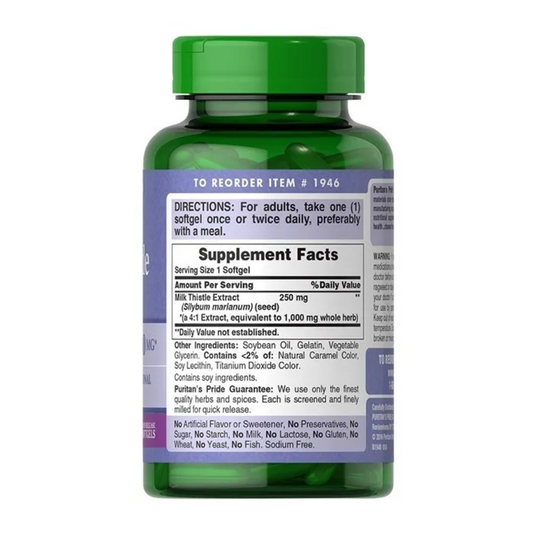 Milk Thistle Silimarina Cardo Mariano 1000mg Puritan 180 Cáp
