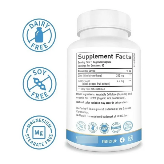 Dim 200 Mg + Bioperine Balance Estrógeno Metabolismo 60cáp