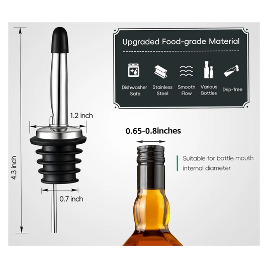 Tapa Dispensador Dosificador Botella Coctel Bartender Setx3 Plateado