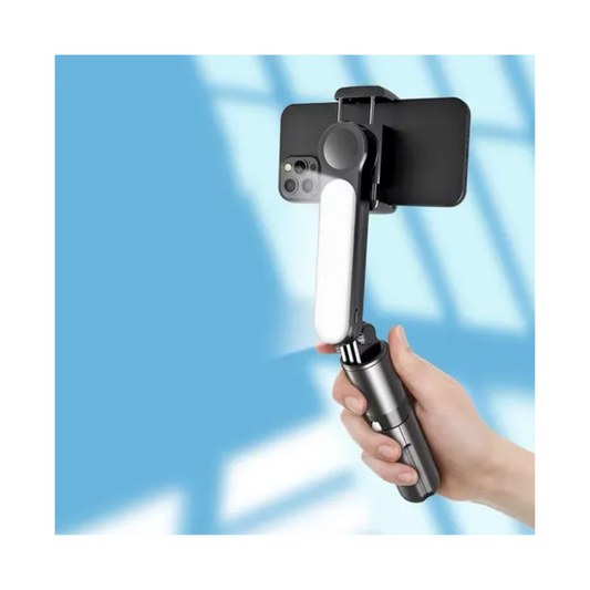 Estabilizador Peining L09 Cardán de Mano Color Negro Palo de Selfie Soporte de Teléfono Móvil con Bluetooth y Luz de Relleno Ajustable