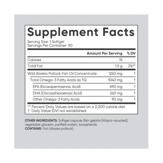 Omega-3 Fish Oil 1250mg Triple Strength Aceite Pescado X 90
