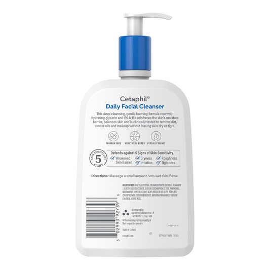 Cetaphil - Limpiador facial diario para pieles sensibles, combinadas con pieles grasas, espuma suave, sin jabón, hipoalergénico 591 ml