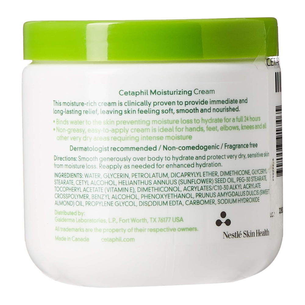 Cetaphil - Crema hidratante para piel muy seca, sensible, extra fuerte, sin fragancia, 16 onzas