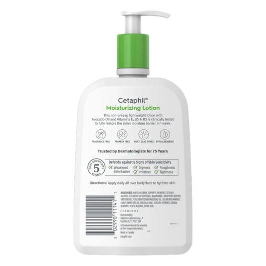 Cetaphil Hidratante facial y corporal, loción hidratante para todo tipo de piel, adecuada para pieles sensibles, 20 onzas, sin fragancia, hipoalergénica, no comedogénica
