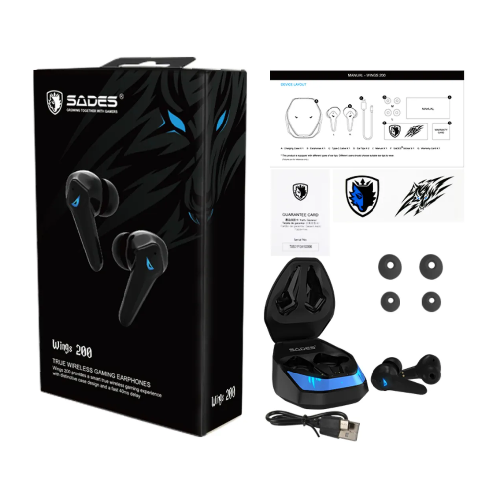 Audífonos Sades Bluetooth Wings 200 Inalámbricos Gaming