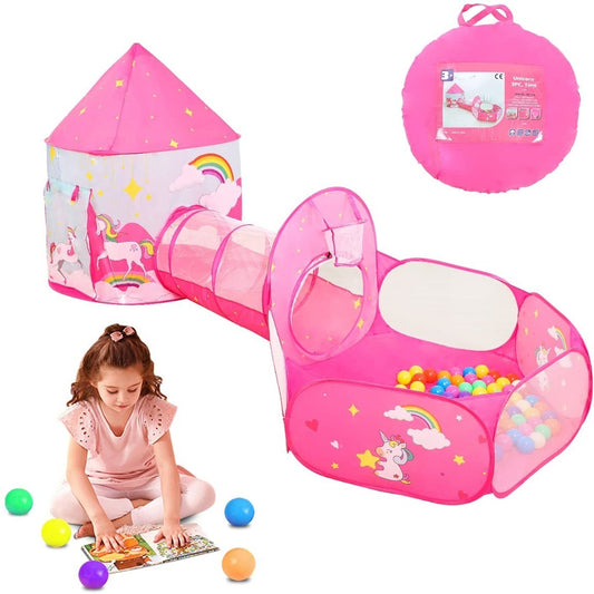 Carpa Infantil Plegable Con Túnel Y Diseño De Castillo