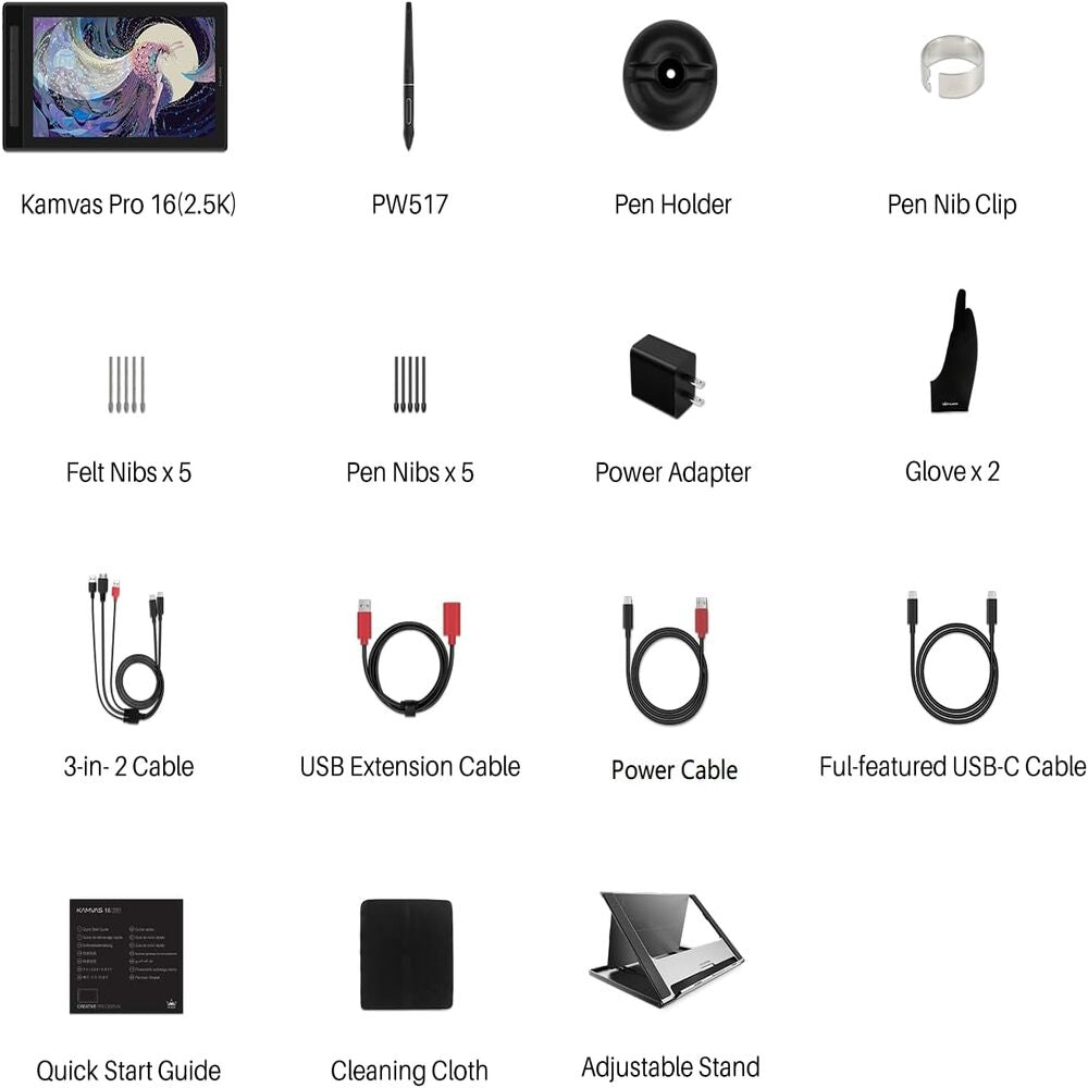 Huion Kamvas Pro 16 2.5k Qhd Tableta De Dibujo Con PLapiz