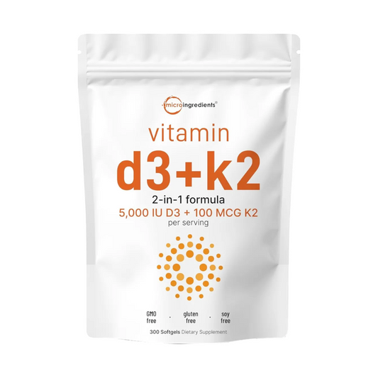 Vitamina D3 5000iu Plus K2 Fórmula 2 En 1, 300 Softgels