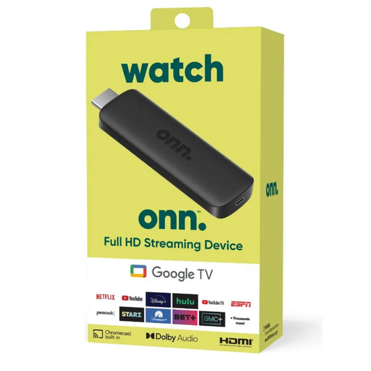 Onn 2k FHD Streaming Stick Con Google TV Color Negro Tipo De Control Remoto De Voz