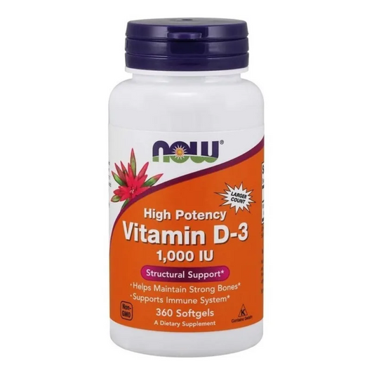 Vitamina D3 1000 Iu Now 360 Cáps Salud Inmune Huesos Fuertes