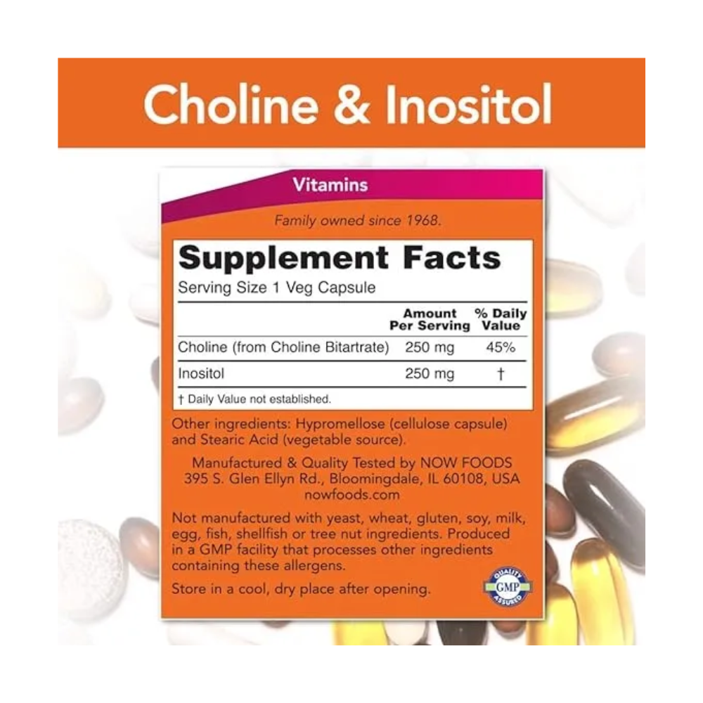 NOW Choline & Inositol 500 mg 100 veg