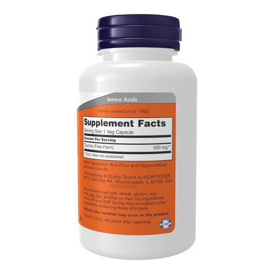 Taurina 500 Mg 100 Cápsulas Veg