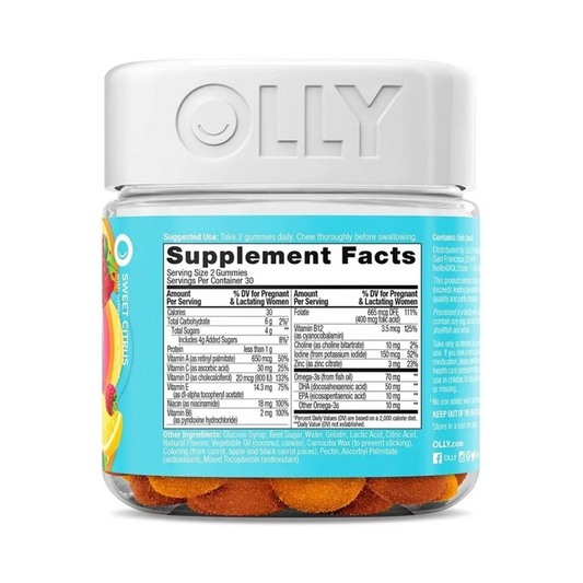 Multivitamínico Prenatal Olly 60 Gomas Ácido Fólico Omega 3