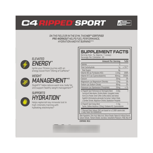 C4 Ripped Sport Pre-workout 30 Servicios Arctic Snow