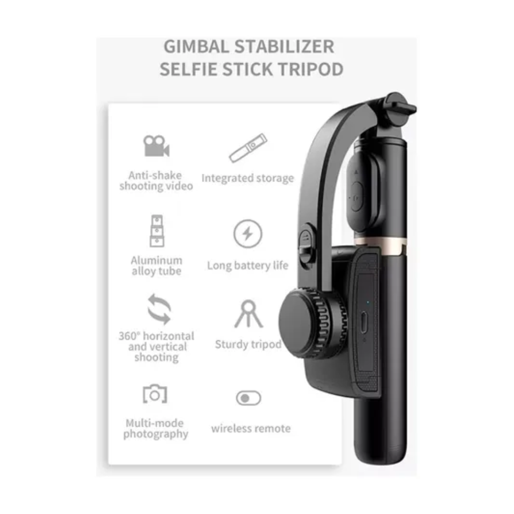 Gimbal Estabilizador 1eje Palo Selfie Trípode Shoooter Color Negro Duaitek GIMBAL-1X-Q08