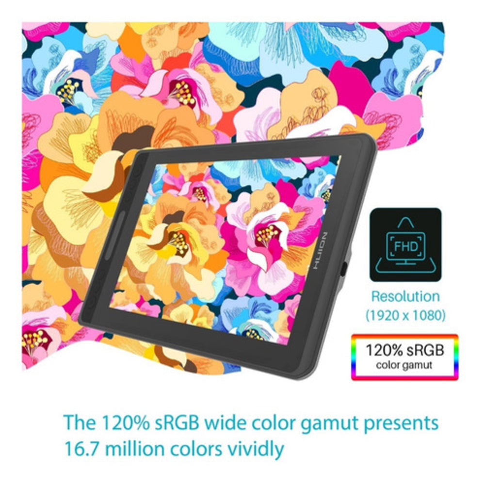 Tableta Gráfica Monitor Kamvas Pro 12 Huion Color Negro