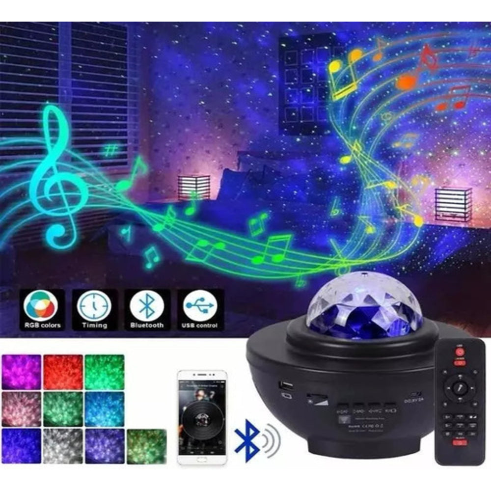 Proyector Led De Estrellas Y Galaxias Con Parlante Bluetooth