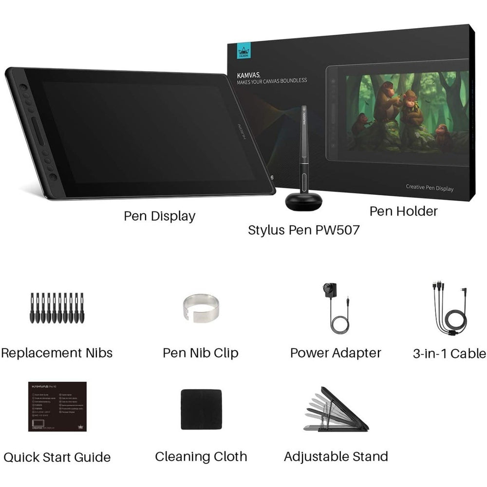 Tableta digitalizadora Huion Kamvas Pro 16 GT-156 silver black