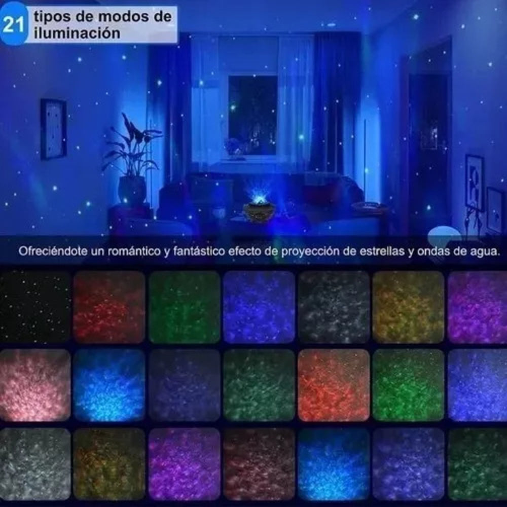 Proyector Led De Estrellas Y Galaxias Con Parlante Bluetooth