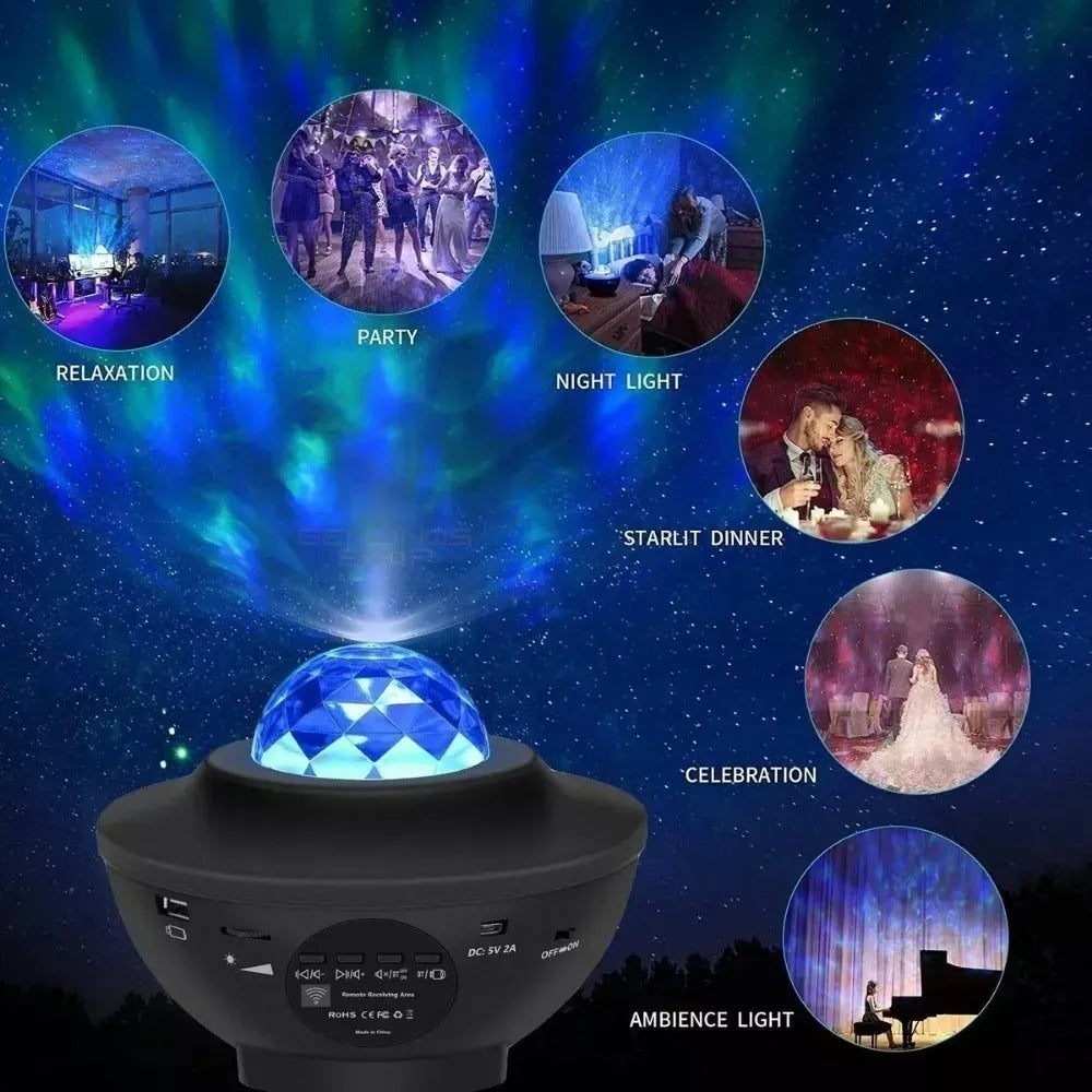 Proyector Led De Estrellas Y Galaxias Con Parlante Bluetooth