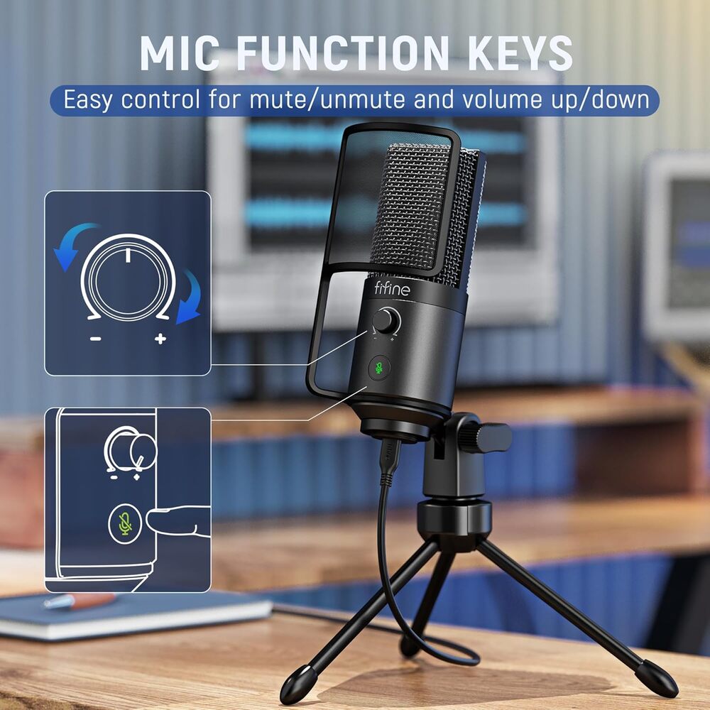 Micrófono Fifine K669 Pro Usb Condensador Cardioide Black